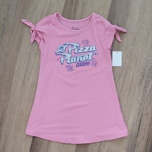 NWT Pixar Toy Story Pizza Planet Pink Graphic Dress 3T Tie Sleeve